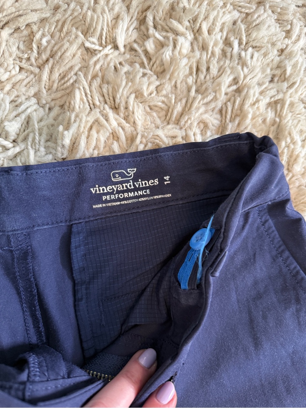 Boys Vineyard Vines Navy Performance Pants with Interior Pocket Lining